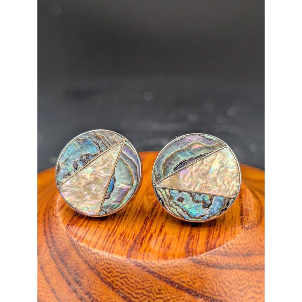 Vintage Silver Tone Cufflinks –Round Face, Toggle Closure, Marked but Unreadable